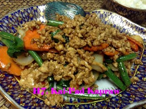 Order H7. Kai Pad Kaprow food online from Bua Thai Restaurant store, Old Orchard Beach on bringmethat.com