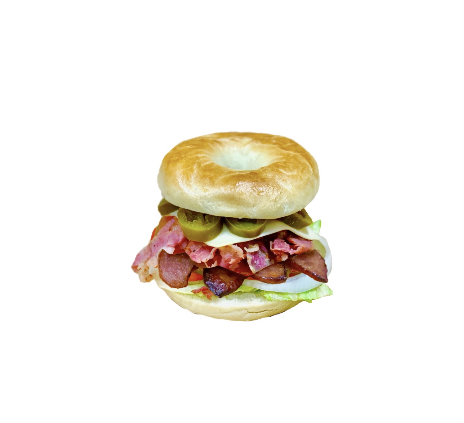 Order L-17 Sausage & Pastrami & Cheese Bagel food online from K-Inn Donuts store, Paramount on bringmethat.com