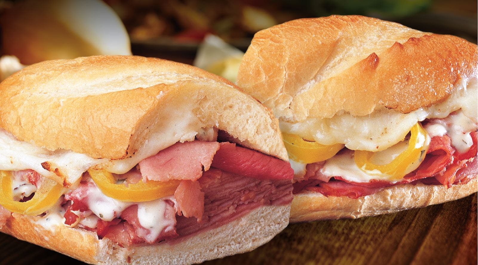 Order Za Ham & Cheese Sandwich - Sandwich food online from Noble Roman Pizza store, Carmel on bringmethat.com