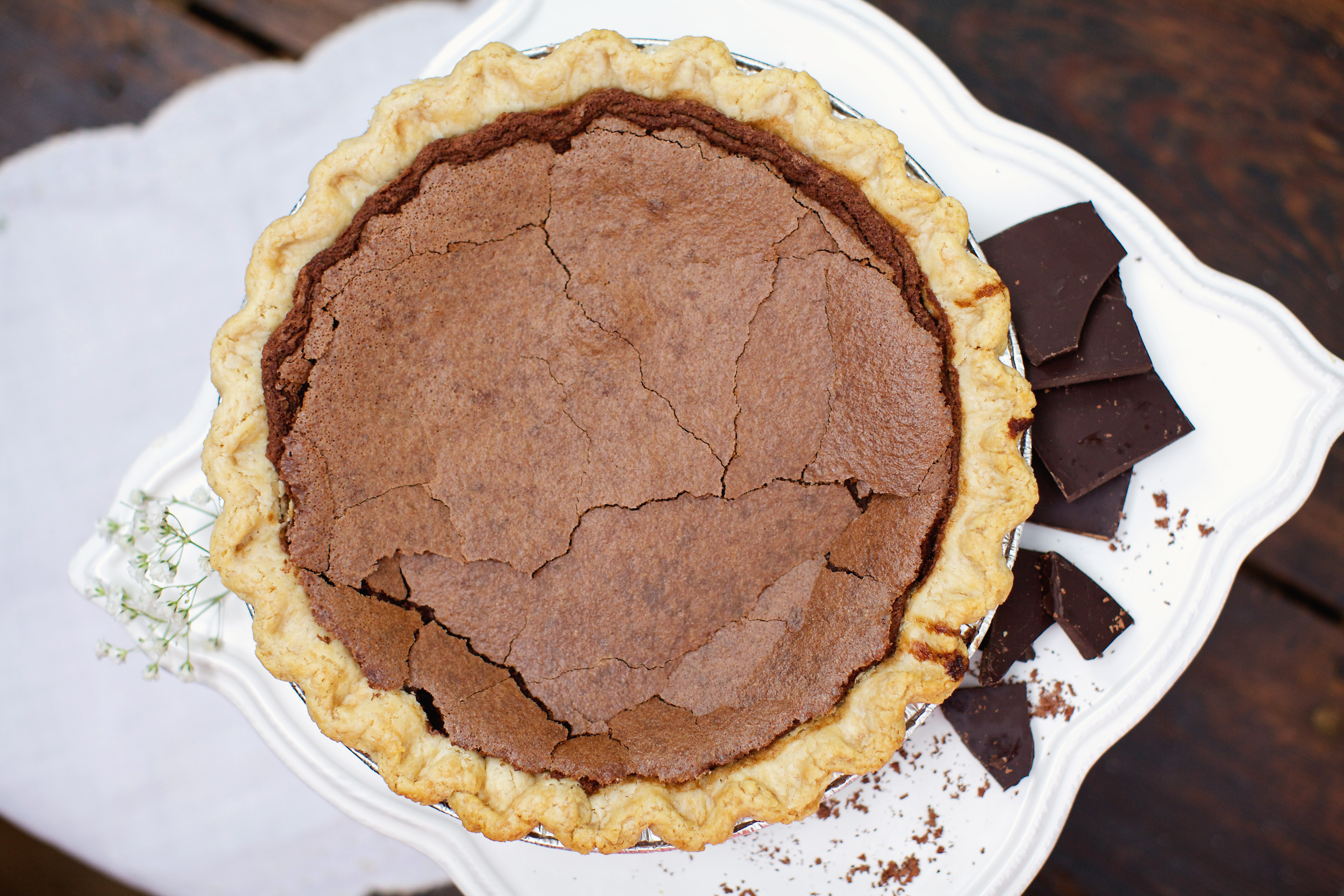 Order 10" Chocolate Chess Pie food online from Southern Baked Pie Company store, Atlanta on bringmethat.com
