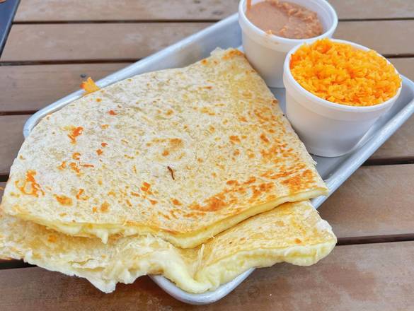 Order flour cheese quesadilla side rice an beans food online from The Taco Spot store, Mesa on bringmethat.com