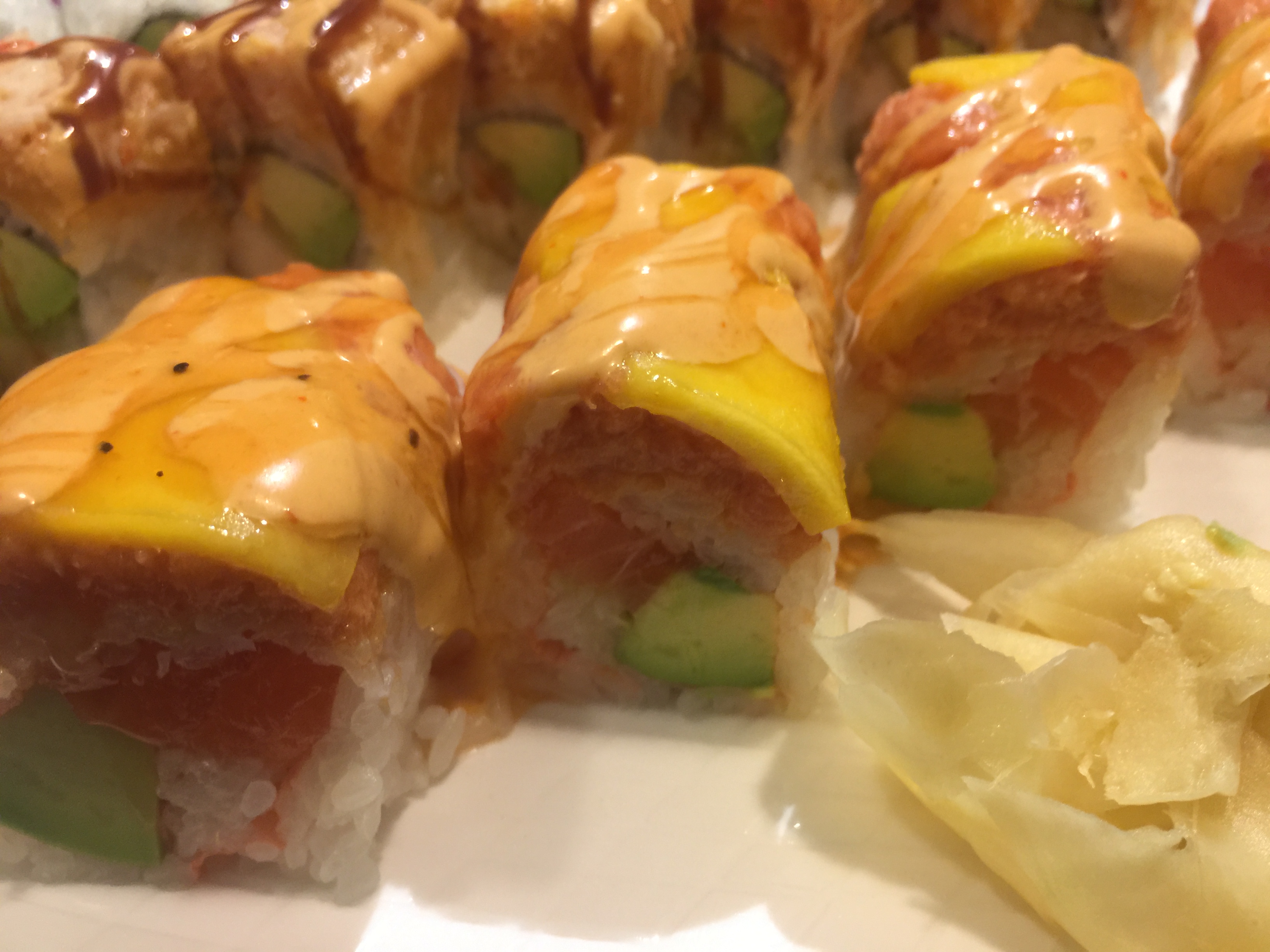 Order Mango Madness Roll food online from Oishi Sushi store, Hackensack on bringmethat.com