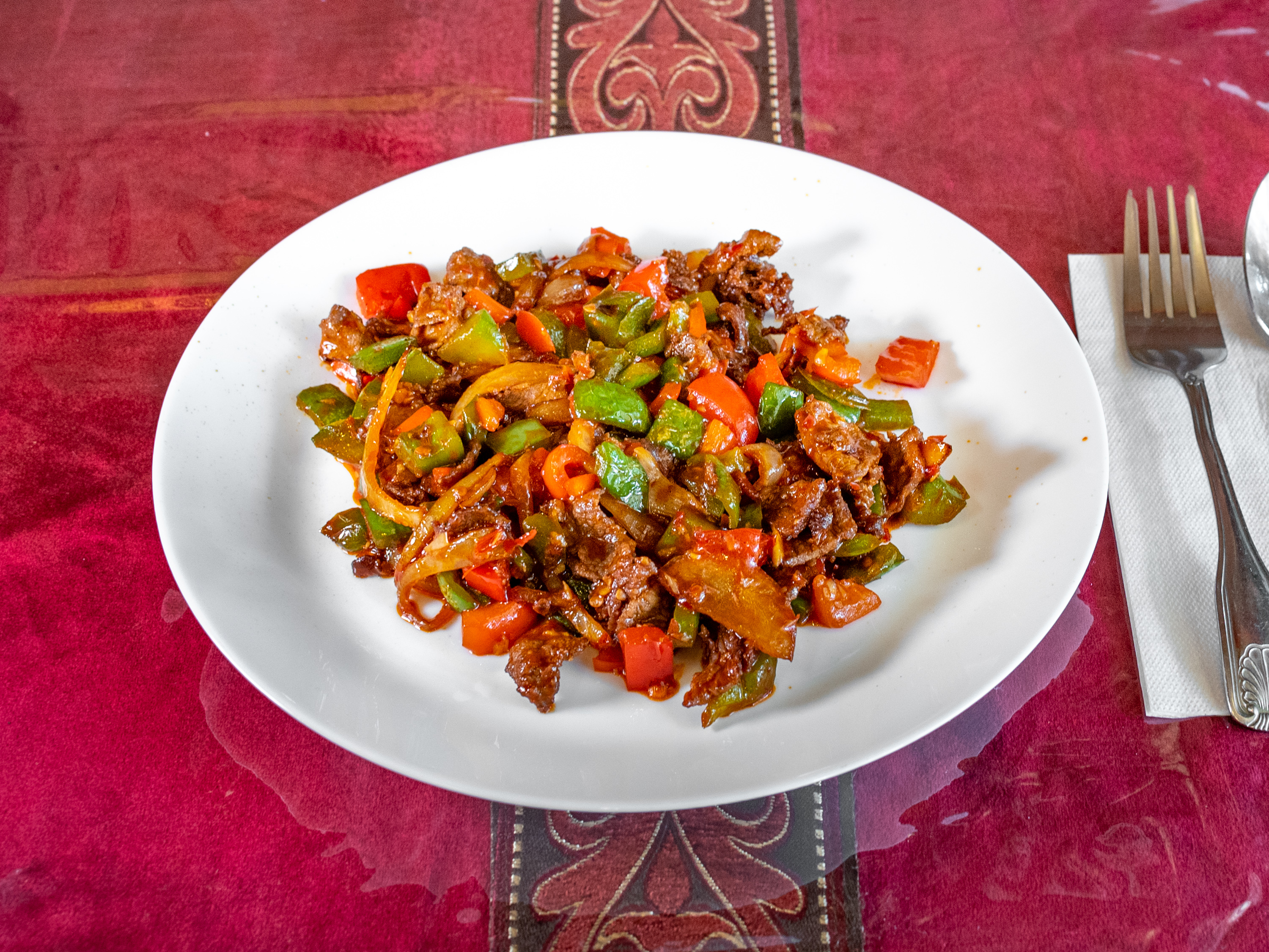 Order Stir Fried Beef With Pepper 爆炒牛肉 food online from KIRORAN store, Fairfax on bringmethat.com