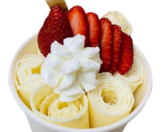 Order Vanilla Rolled Ice Cream food online from Lucky Penguin Frozen Yogurt store, Glen Head on bringmethat.com