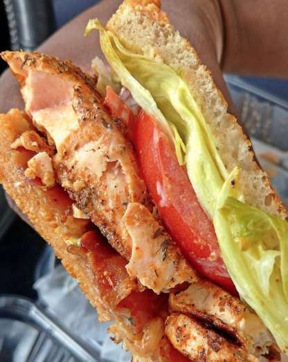Order Blackened Salmon BLT Sandwich food online from Happy Hour Heaven store, Baltimore on bringmethat.com
