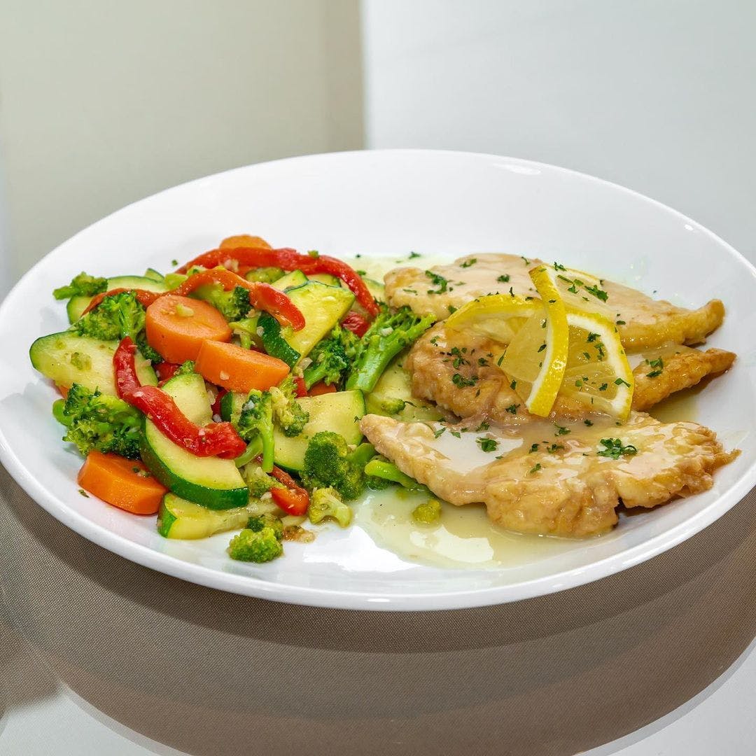 Order Chicken Francese - Entree food online from Dolce Pizzeria & Restaurant store, Fords on bringmethat.com