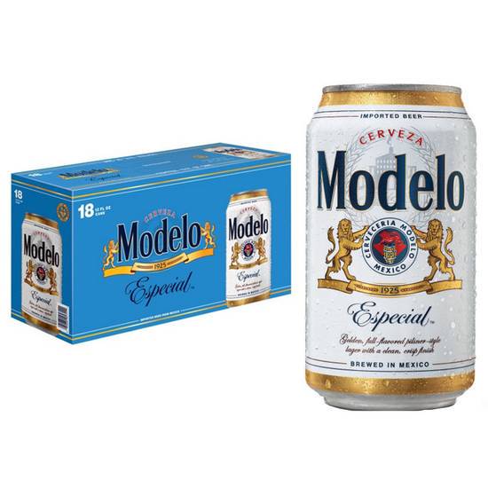 Order Modelo Especial, 18pk-12oz can beer (4.4% ABV) food online from Mimi Liquor store, Joliet on bringmethat.com