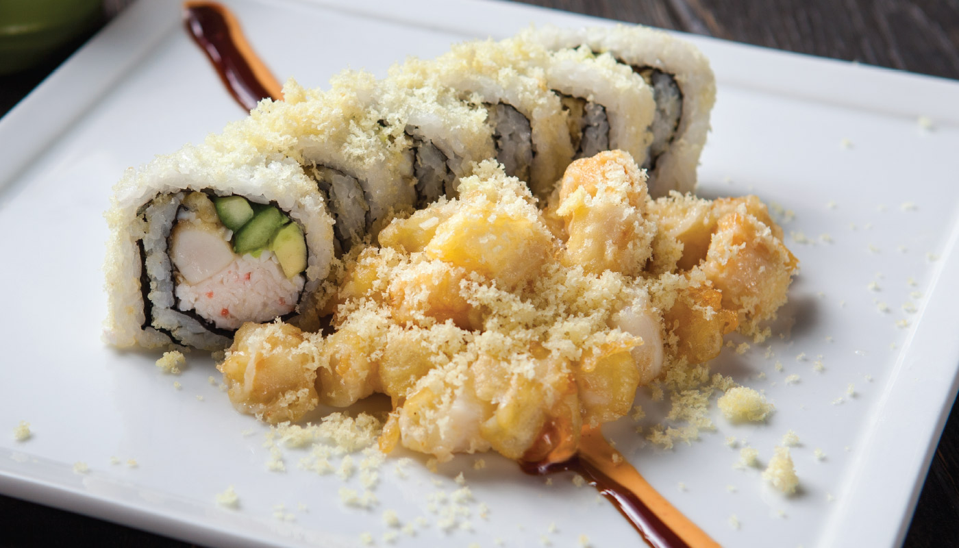 Order T19. CRISPY SCALLOP ROLL food online from Ami Sushi store, Westwood on bringmethat.com