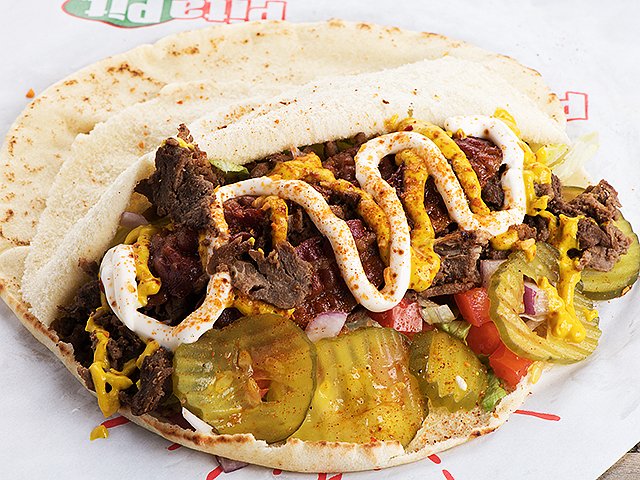 Order Bacon Cheeseburger - Steak, Bacon, Cheddar, Lettuce, Tomatoes, Pickles, Onions, Cheddar Cheese, Mustard, Lt Mayo and Smokehouse Maple Seasoning food online from Pita Pit store, Chicago on bringmethat.com
