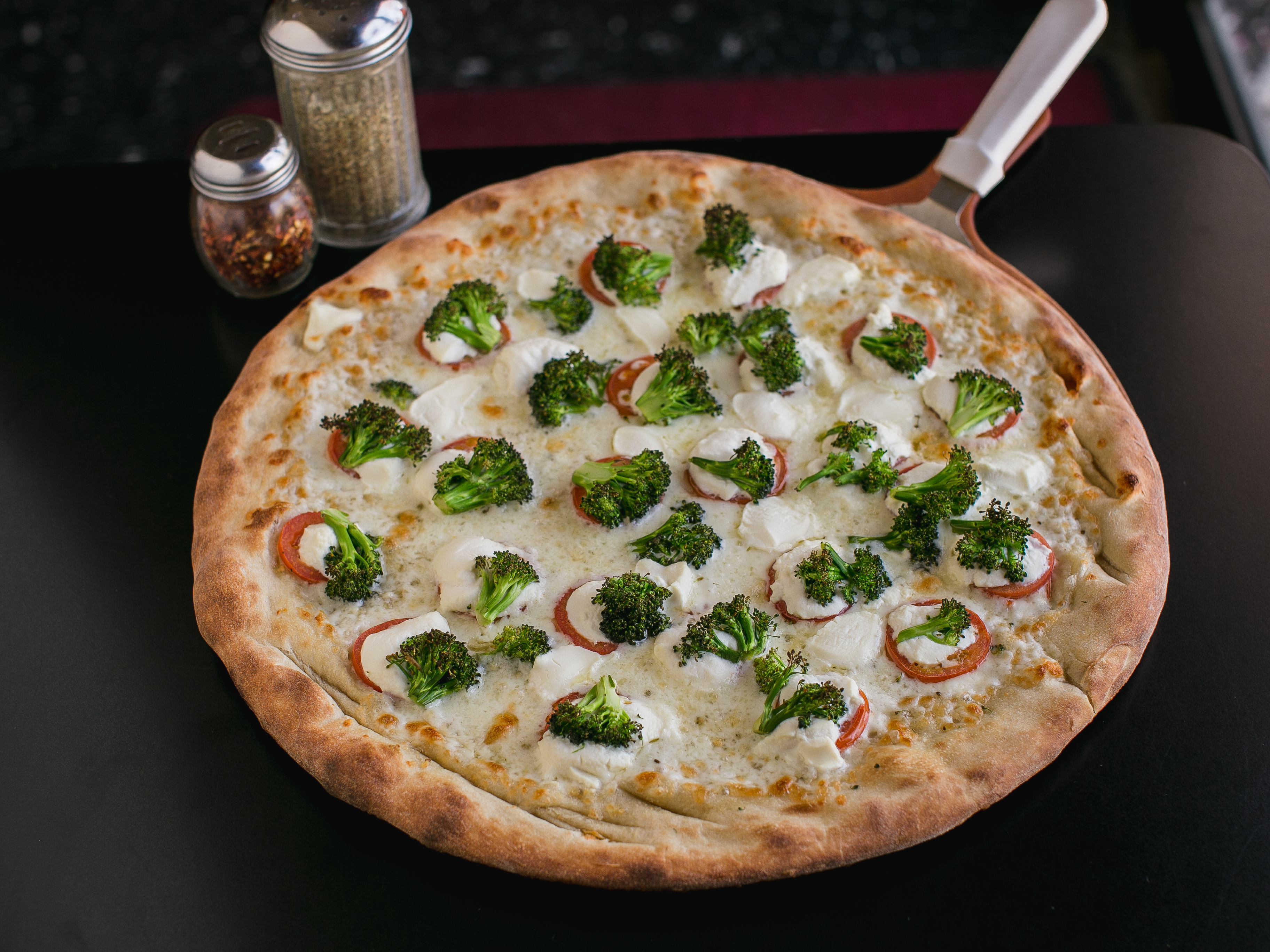 Order Broccoli, Ricotta Cheese and Tomato White Pizza food online from Lenape Pizza store, West Chester on bringmethat.com
