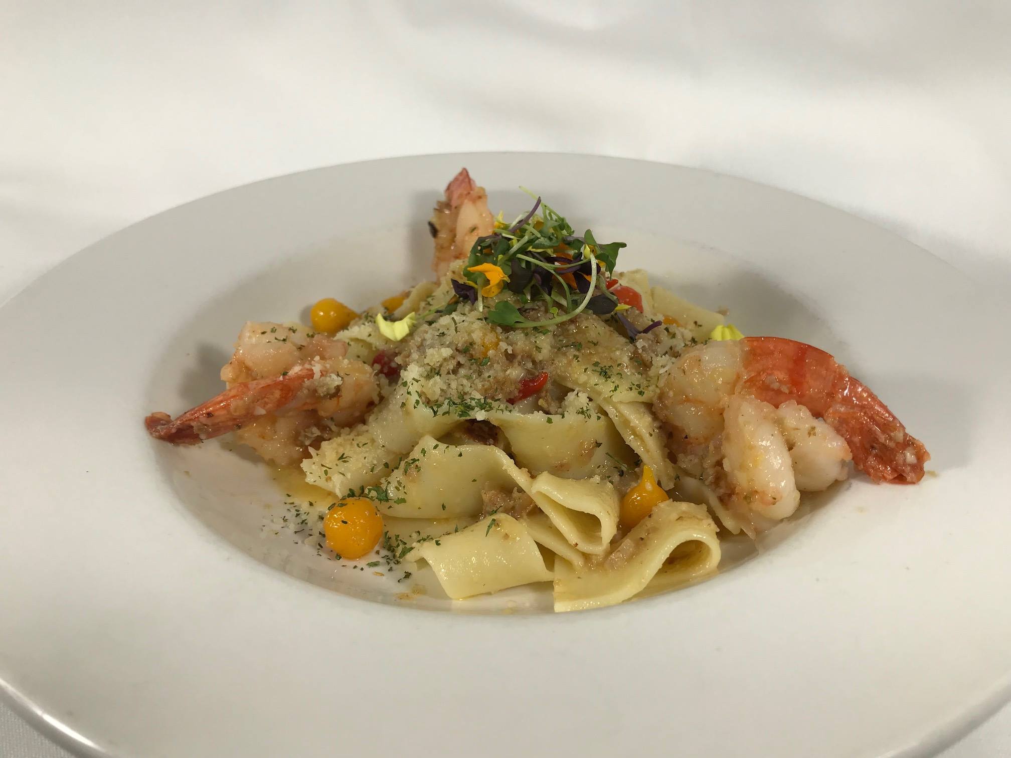 Order Shrimp & Sausage Pappardelle food online from Tavolo 72 store, Middleburg Heights on bringmethat.com