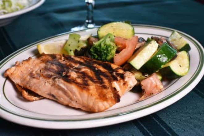 Order Salmon Dinner food online from Russo Italian Kitchen store, Banning on bringmethat.com