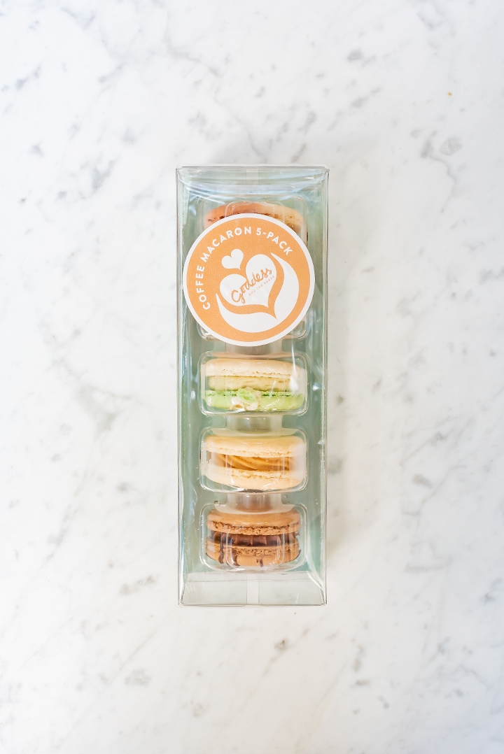 Order Macaron 5pk Coffee food online from Goddess And The Baker store, Chicago on bringmethat.com