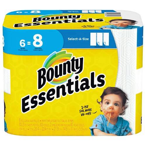 Order Bounty Essentials Select-A-Size Paper Towels Big Rolls - 83.0 ea x 6 pack food online from Walgreens store, Fort Collins on bringmethat.com