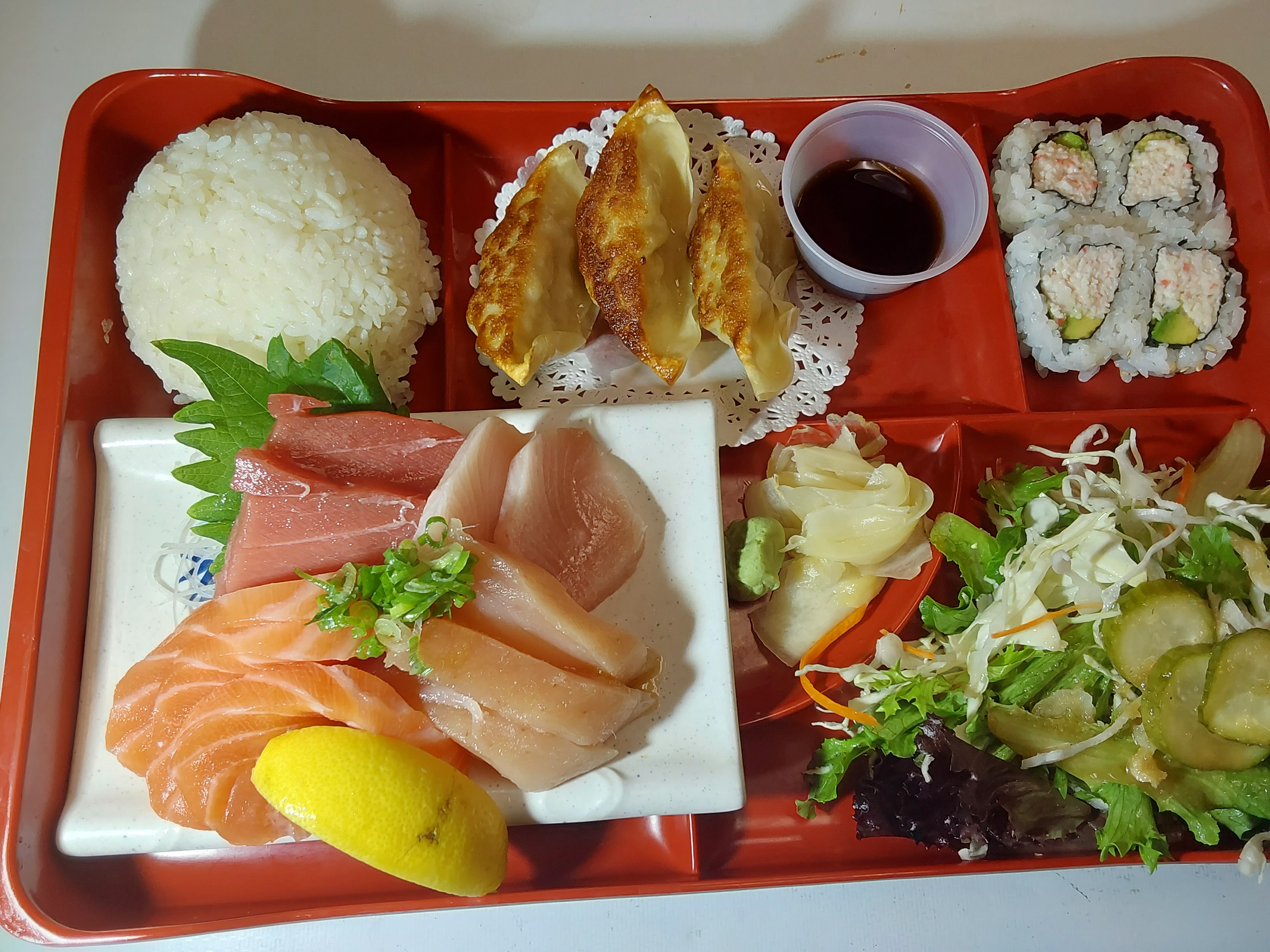 Order Chef's Choice Sashimi Bento food online from Sushi Yukiya store, Oceanside on bringmethat.com