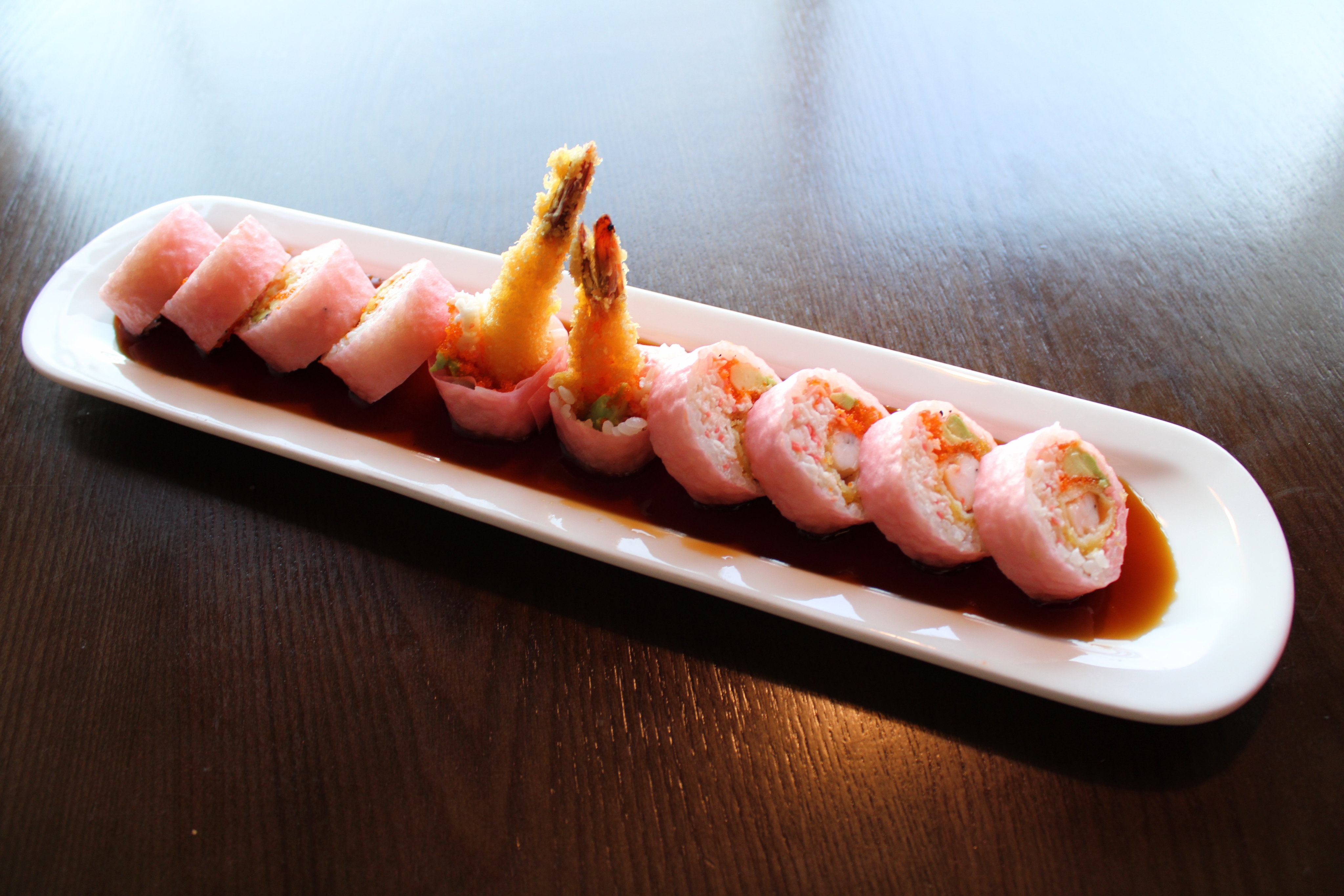 Order Pink Lady Roll(10pcs) food online from Sushi Snob store, Jacksonville on bringmethat.com