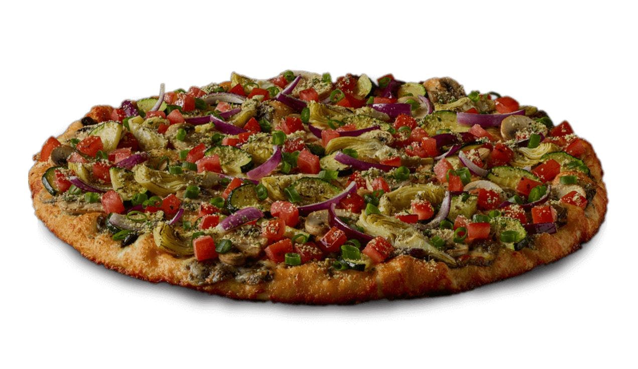 Order Gourmet Veggie Pizza - Personal (4 Slices) food online from Round Table Pizza store, San Diego on bringmethat.com