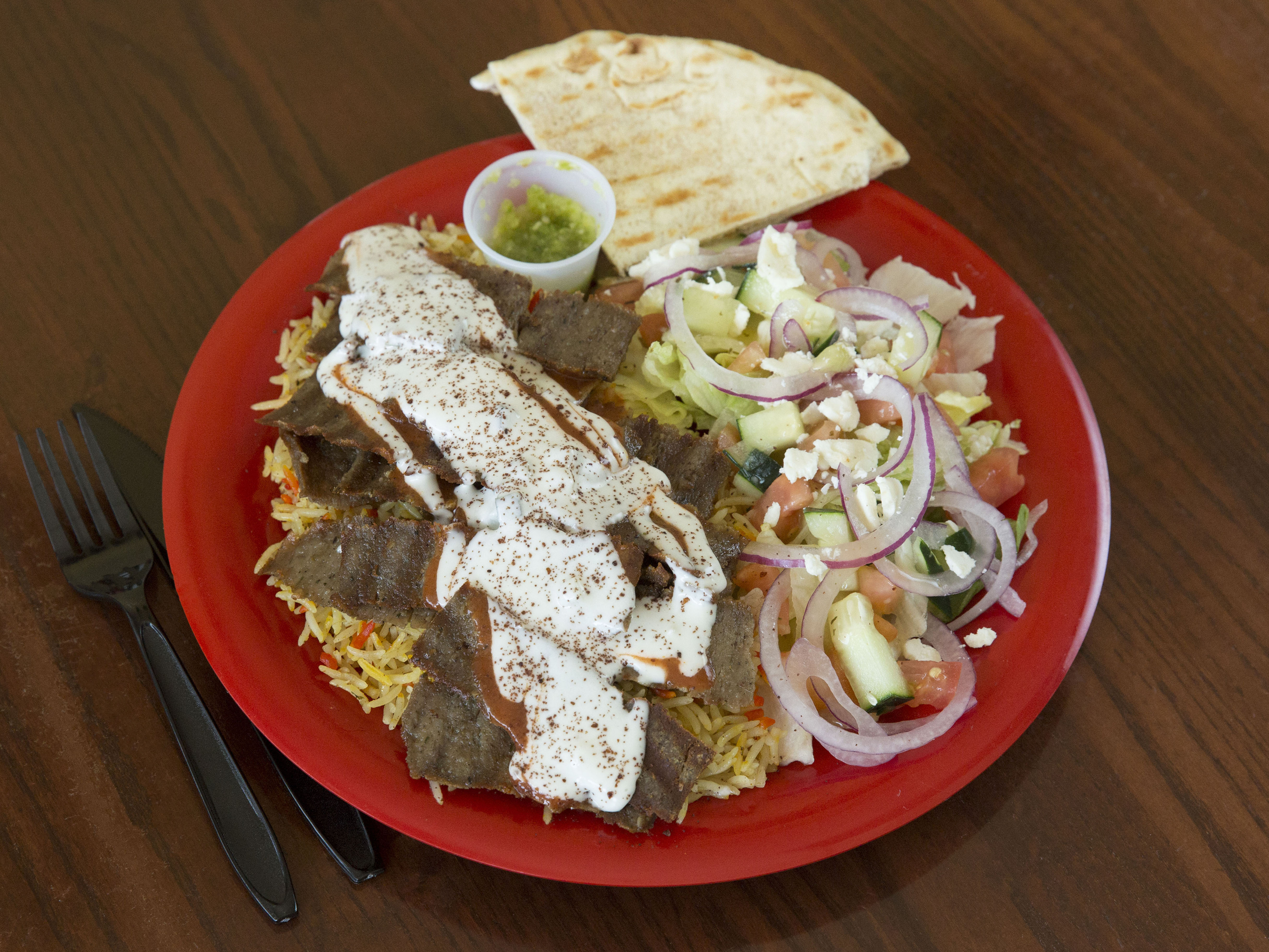 Order Gyro Plate food online from Gyros and Kabobs store, Denver on bringmethat.com
