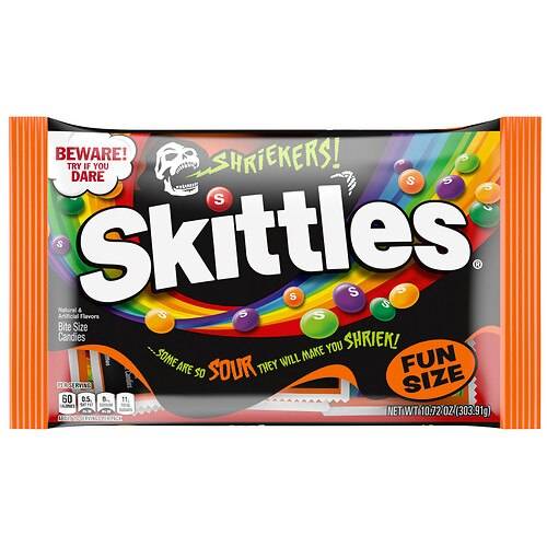 Order Skittles Shriekers Sour Fun Size Chewy Halloween Candy - 10.72 oz food online from Walgreens store, Mckinney on bringmethat.com