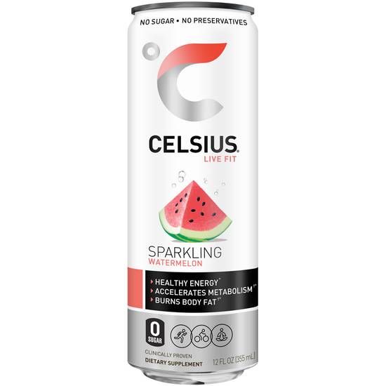 Order Celsius Live Fit Sparkling Watermelon (12 oz) food online from Rite Aid store, Corona Del Mar on bringmethat.com