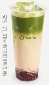Order Matcha Red Bean Milk Tea food online from Pink Pig Boba & Pizza store, Anaheim on bringmethat.com