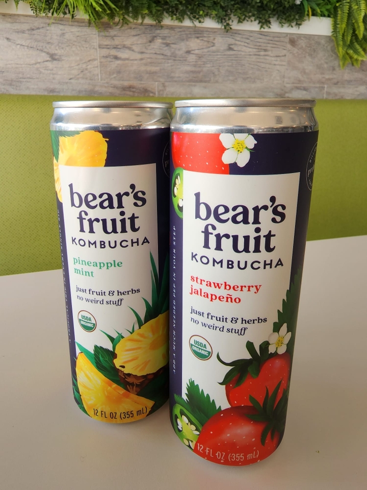 Order Kombucha / Bear's Fruit Pineapple Mint 12oz food online from Greens And Grains store, Galloway on bringmethat.com