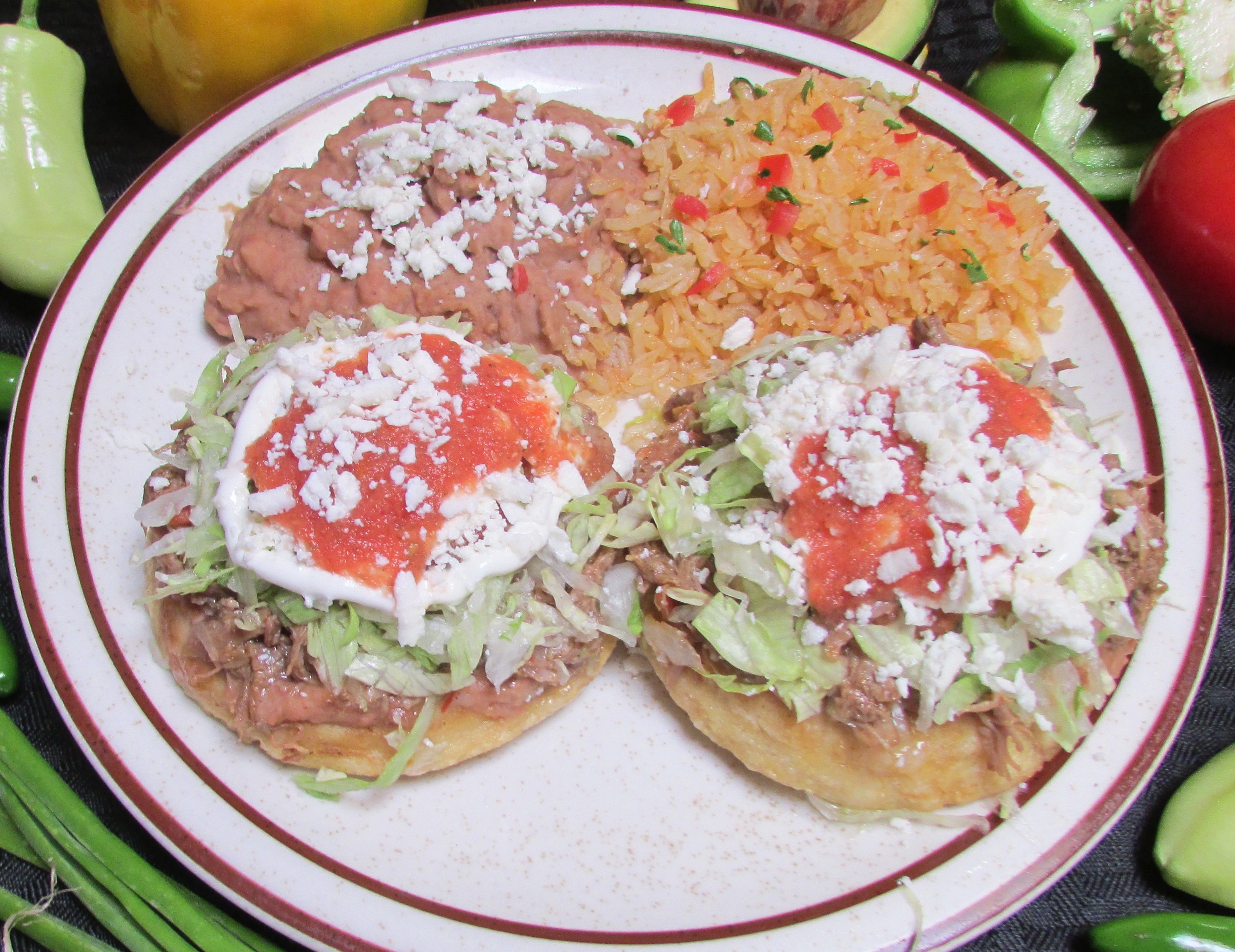 Order Sopes (2)  Crispy food online from Tortillas Restaurant store, Cathedral City on bringmethat.com