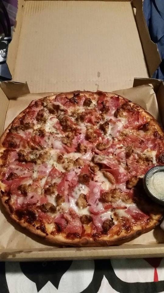 Order Meat Lover's Pizza - Small 10'' food online from Neno's Pizza store, Wilmington on bringmethat.com