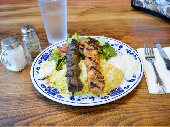 Order 22. Combo Plate food online from Wallys Cafe store, Emeryville on bringmethat.com