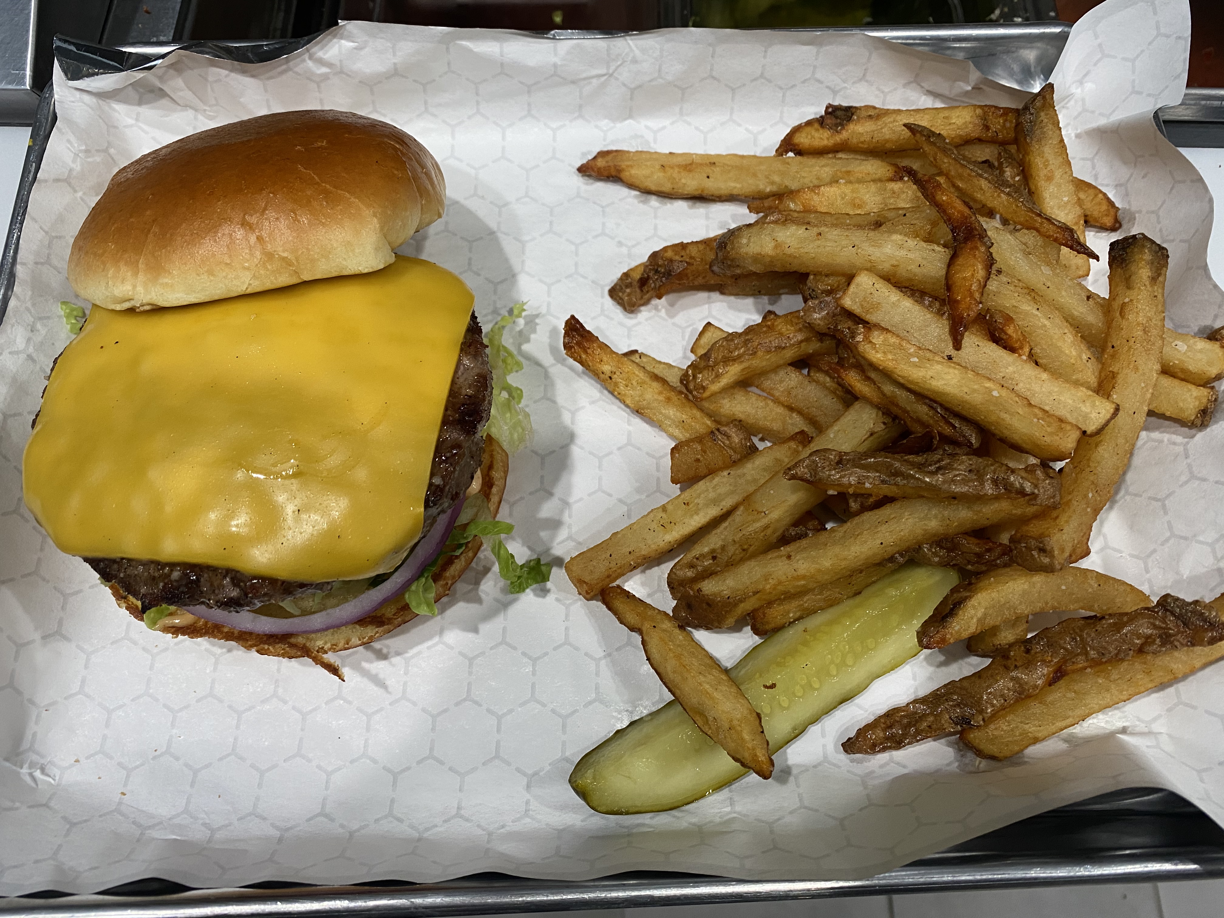 Order CHEESE BURGER*. food online from Thiago's Restaurant store, Chicago on bringmethat.com