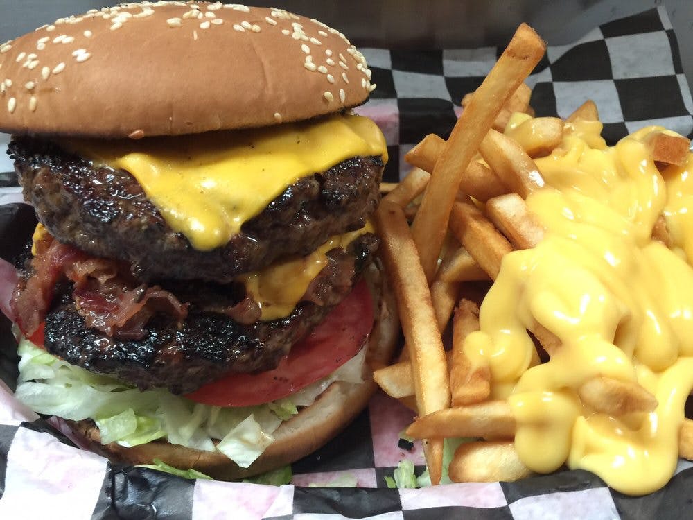 Order Double Bacon Cheeseburger - Burger food online from Johnny's Bar & Grill store, Sterling on bringmethat.com