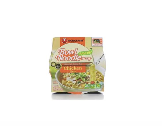 Order Nongshim Bowl Noodle Soup - Savory Chicken, 86g food online from Loma Mini Market store, Long Beach on bringmethat.com