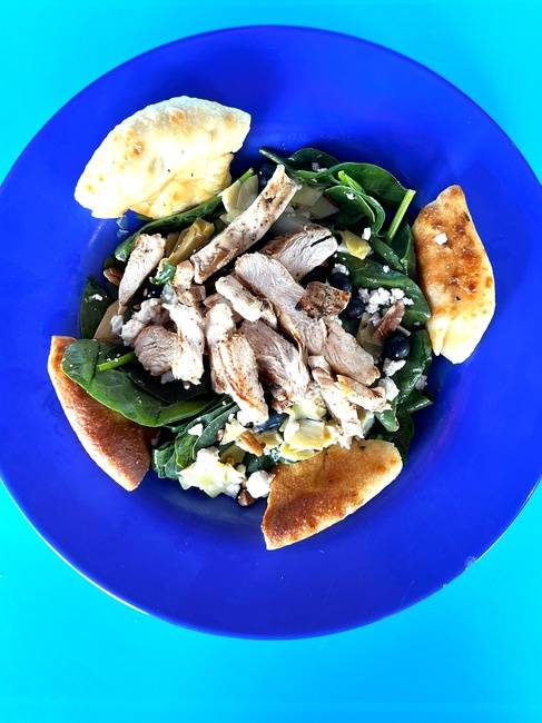 Order Chicken Spinach Salad food online from EZ's Brick Oven & Grill store, San Antonio on bringmethat.com