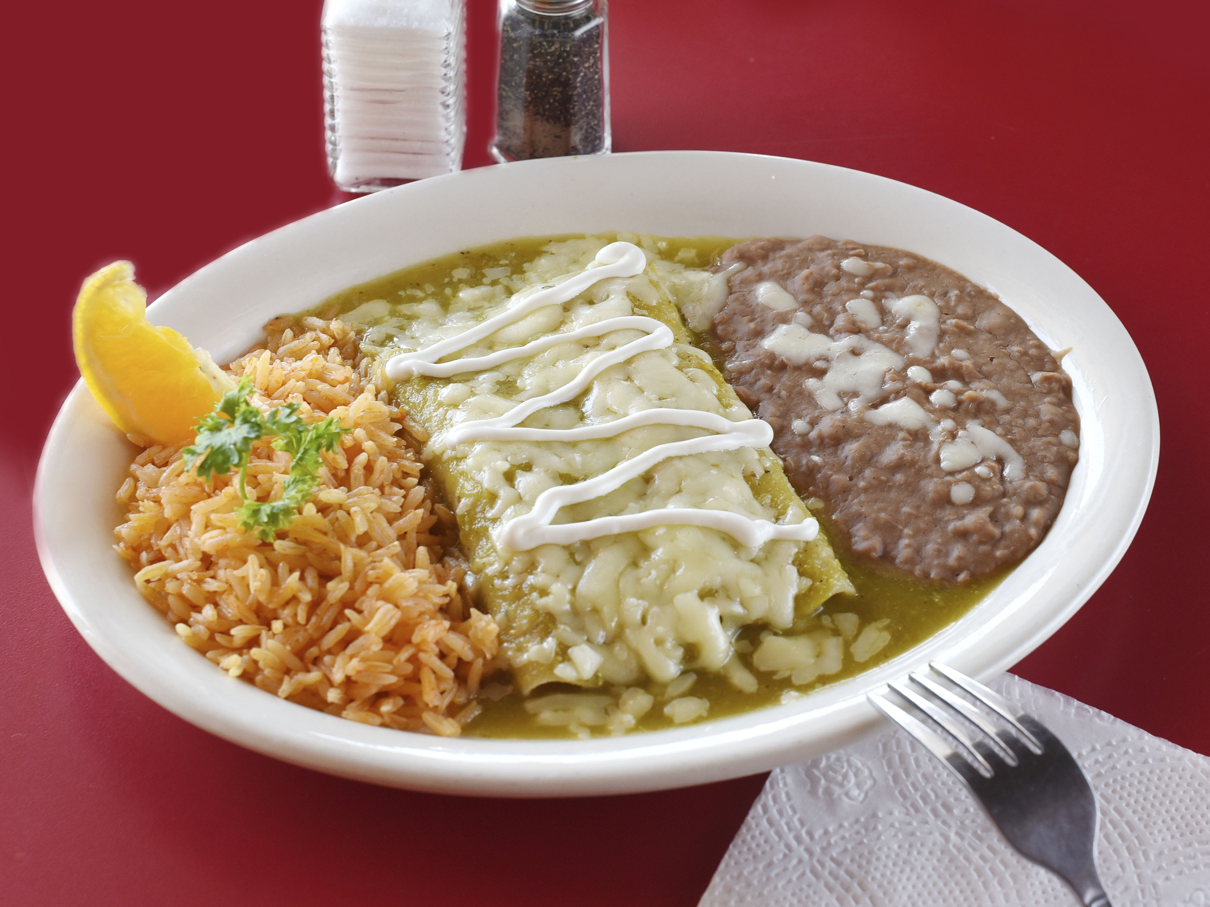 Order 2 Enchiladas Combo food online from Casa 7 Mares Restaurant store, North Hollywood on bringmethat.com