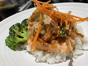 Order Ginger Salmon food online from Aki Sushi & Japanese Fusion store, San Jacinto on bringmethat.com