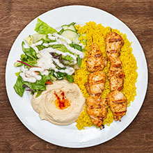 Order 3. Chicken Kebab Plate food online from The Green Olive store, Camarillo on bringmethat.com