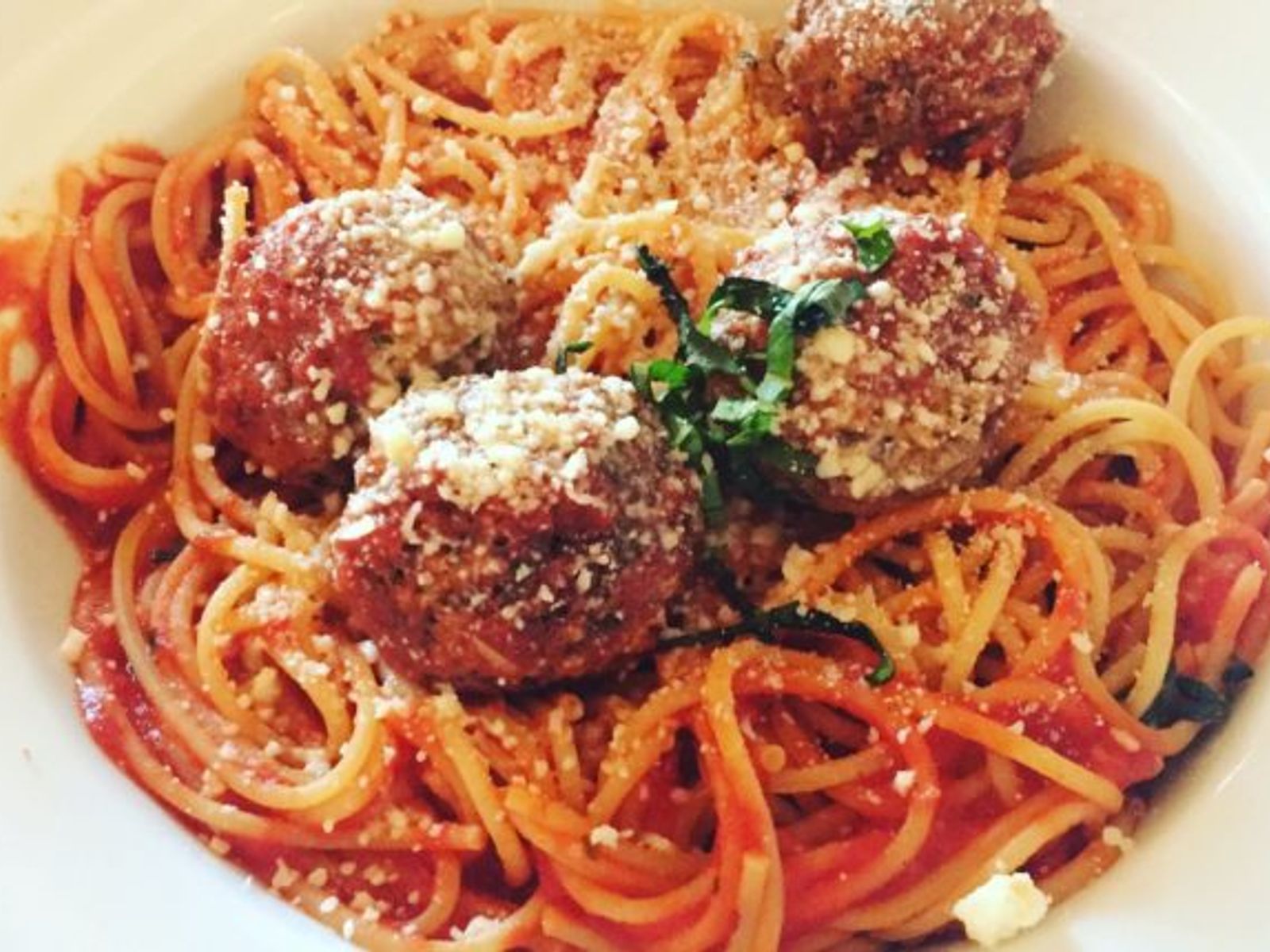 Order Meatballs on Pasta food online from Alessio’s Cafe | Gelato | Pizza store, Hoboken on bringmethat.com