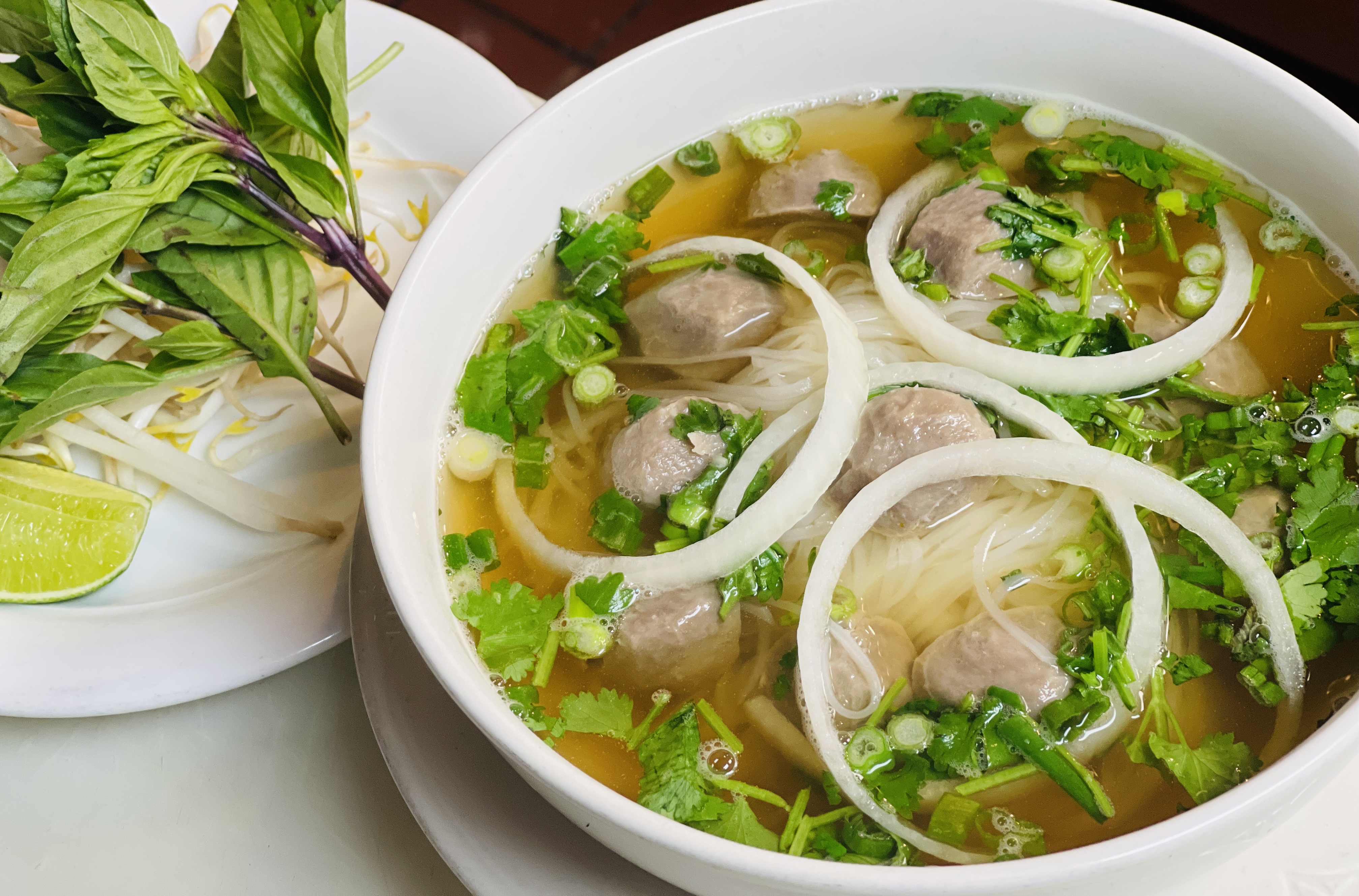 Order NS2. Pho Beef Meat Ball Soup food online from Pho and Thai store, Belmont on bringmethat.com