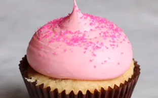 Order Pink Vanilla Cupcake food online from Smallcakes Steele Creek store, Charlotte on bringmethat.com