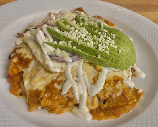Order CHILAQUILES MEXICANOS  food online from Cafe Unicorn store, New Rochelle on bringmethat.com