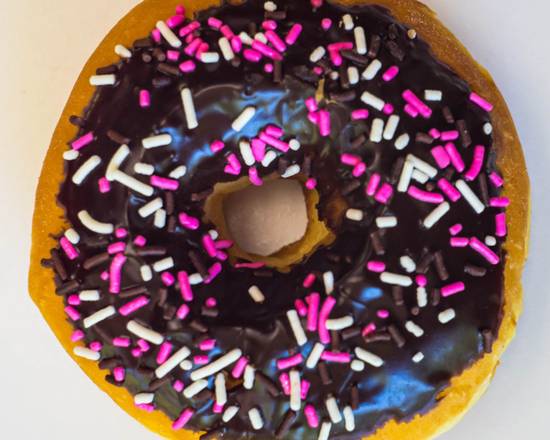 Order Chocolate Sprinkle Raised Ring food online from FROST Doughnuts store, Mill Creek on bringmethat.com