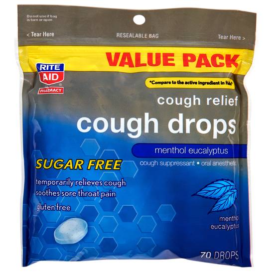 Order Rite Aid Cough Relief Cough Drops Menthol Eucalyptus (70 ct) food online from Rite Aid store, MORRISVILLE on bringmethat.com