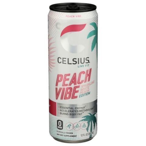 Order Celsius Peach Vibe 12oz Can food online from Aplus store, Rochester on bringmethat.com