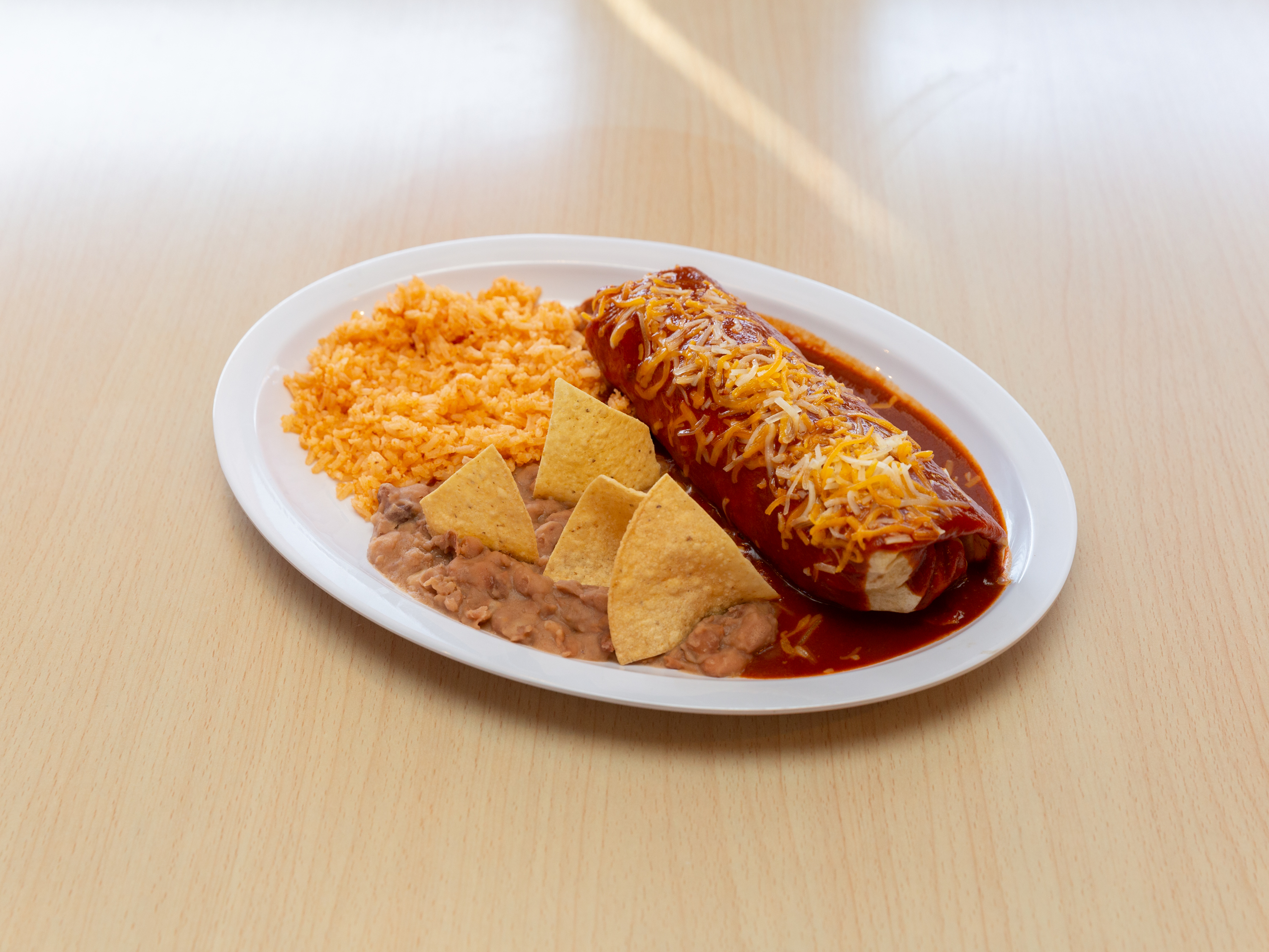 Order Wet Burrito Combo Plate food online from Rubi Grill & Frosty Freeze store, Whittier on bringmethat.com