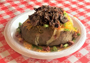 Order Loaded Tater with Meat food online from Hog Wild Pit Bar-B-Q store, Derby on bringmethat.com