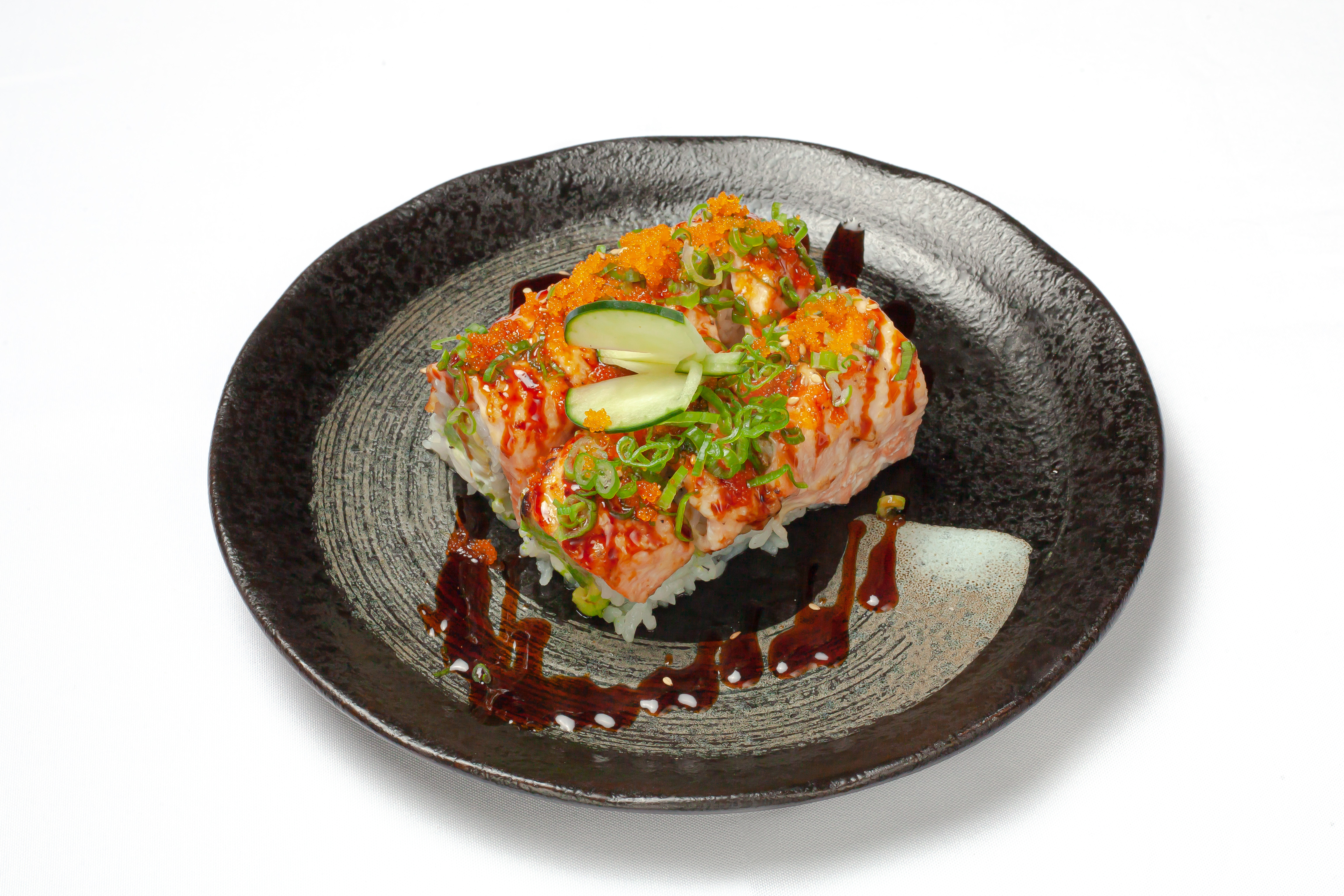 Order Baked Salmon Roll food online from The Backhouse store, Los Angeles on bringmethat.com