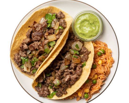 Order Steak Street Tacos and Spanish Rice Pilaf with Salsa Verde food online from Snap Kitchen store, Dallas on bringmethat.com