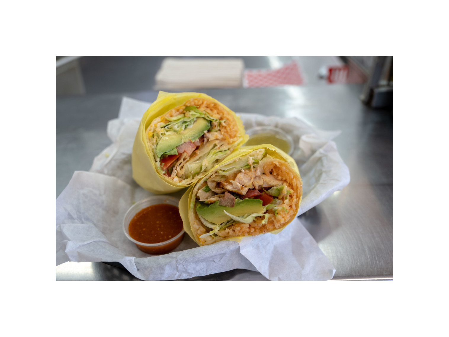 Order Chicken Burrito food online from Norm Famous Burgers store, Whittier on bringmethat.com