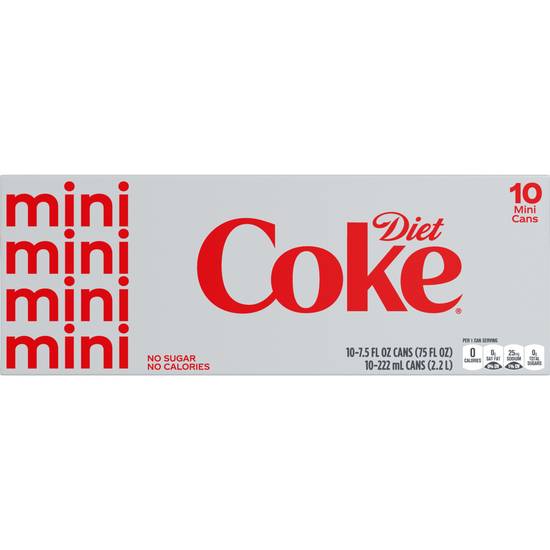 Order Diet Coke Soda Soft Drink, 7.5 OZ Cans, 10 PK food online from Cvs store, WEST COVINA on bringmethat.com