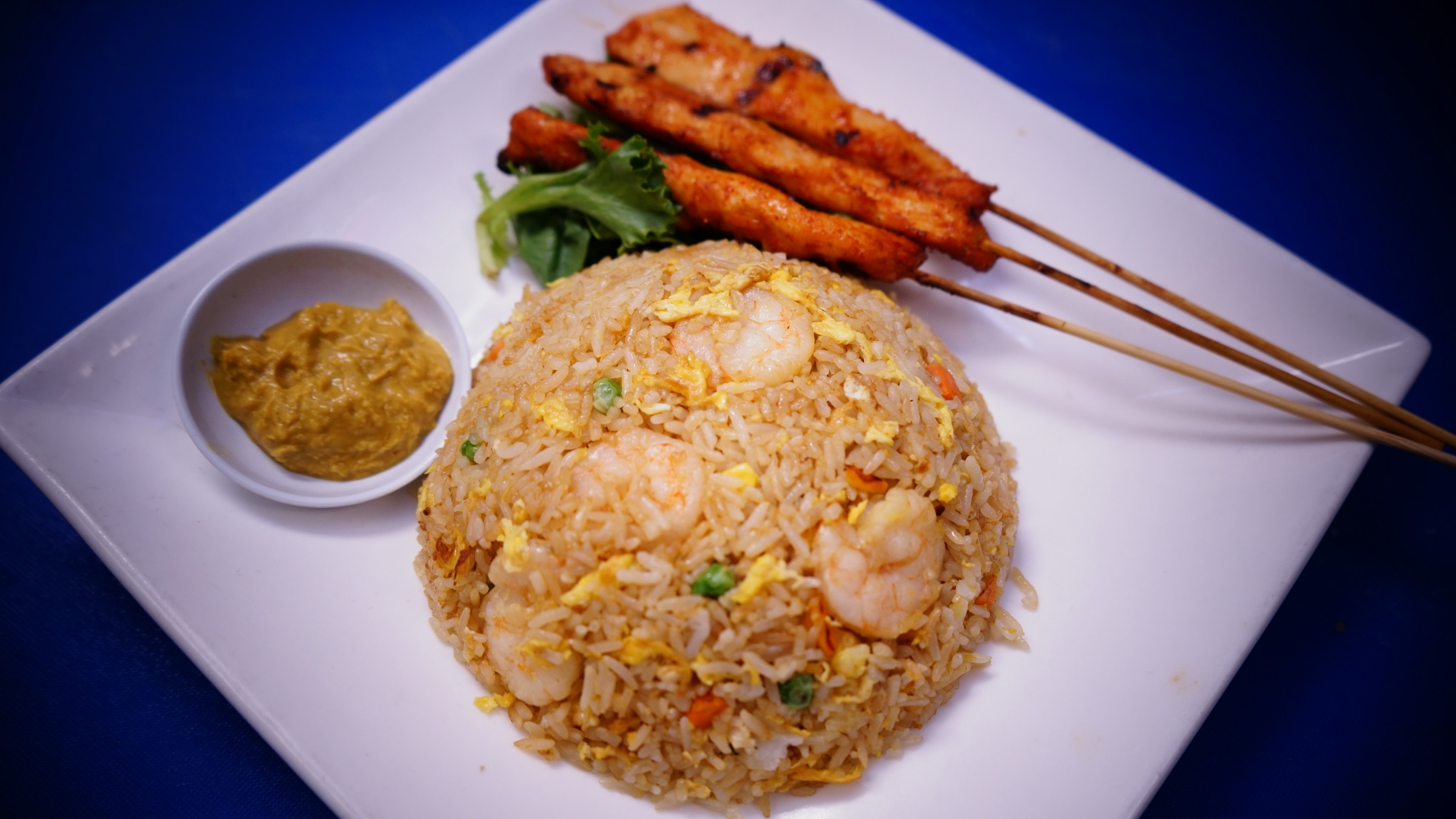 Order Shrimp Fried Rice with Satay Chicken (3 pcs) food online from Lon U store, Norcross on bringmethat.com